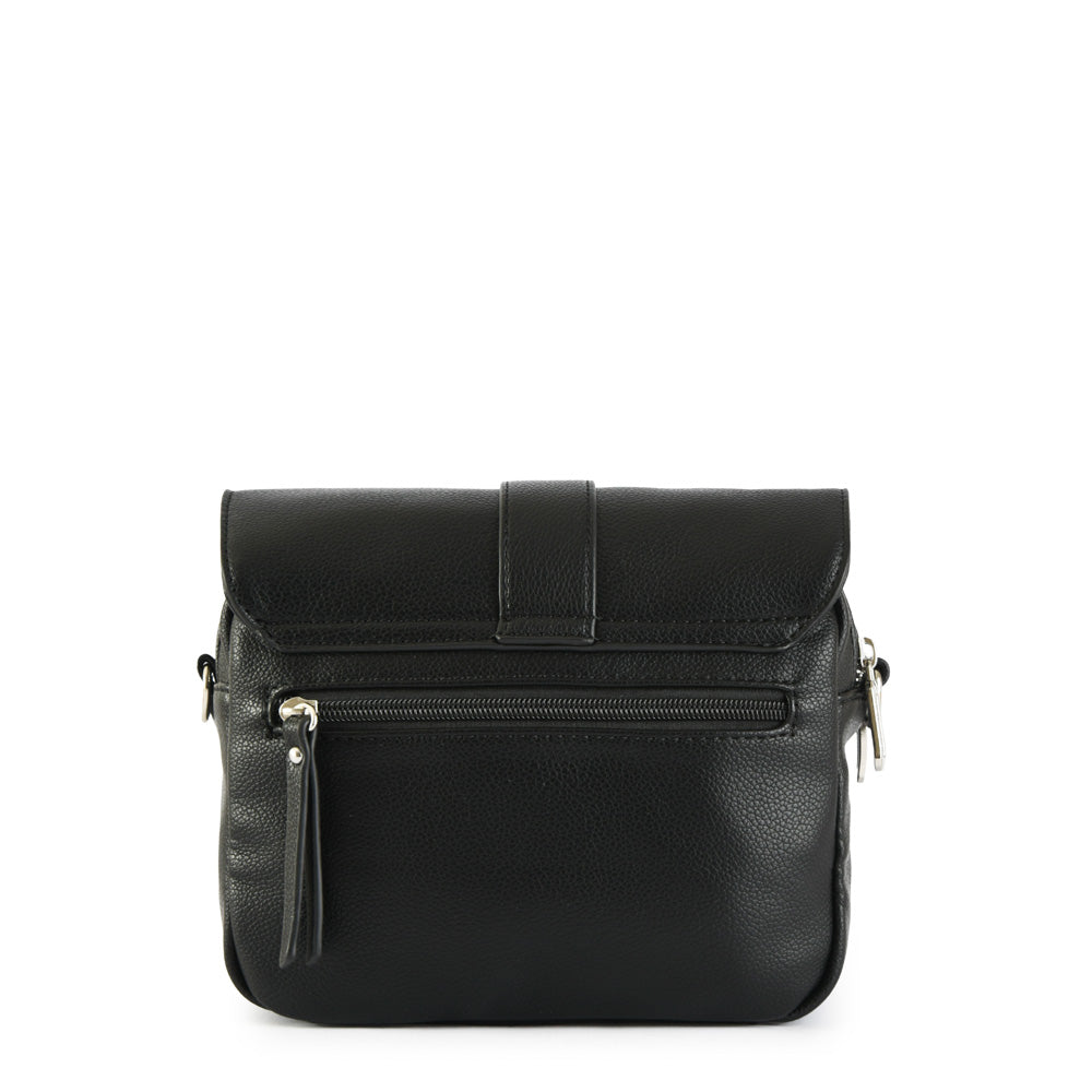 Small black faure crossbody wallet