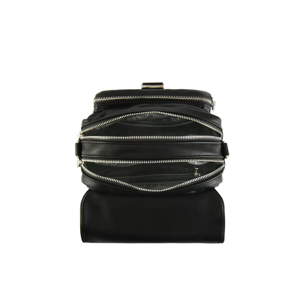 Small black faure crossbody wallet