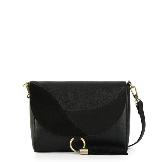 Medium black roseau crossbody bag