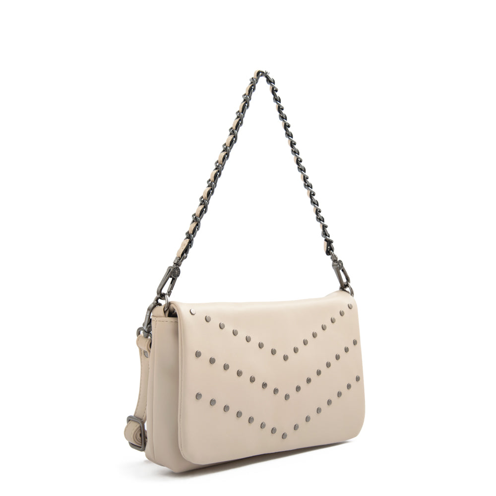 Huber beige medium flip crossbody wallet