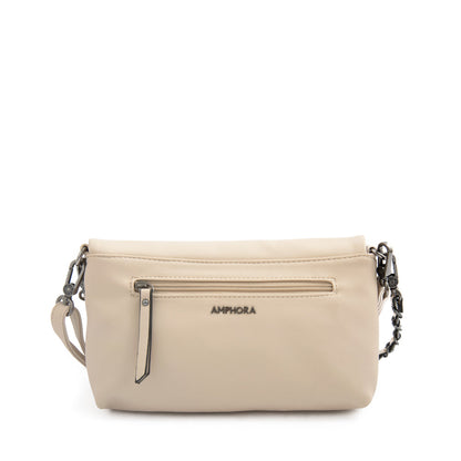 Huber beige medium flip crossbody wallet