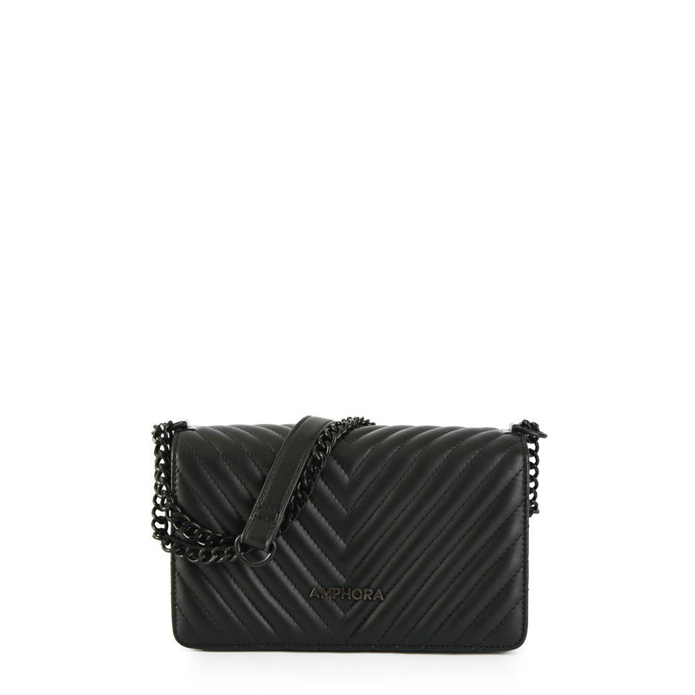 Small black muller crossbody wallet