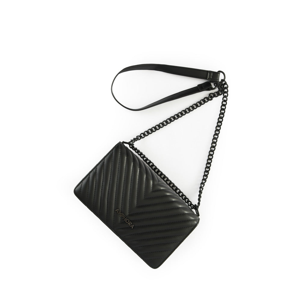 Small black muller crossbody wallet