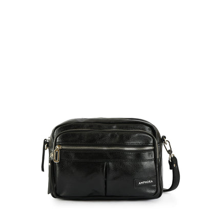 Medium black metallique crossbody bag