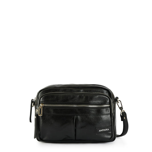 Medium black metallique crossbody bag