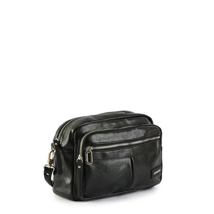 Medium black metallique crossbody bag