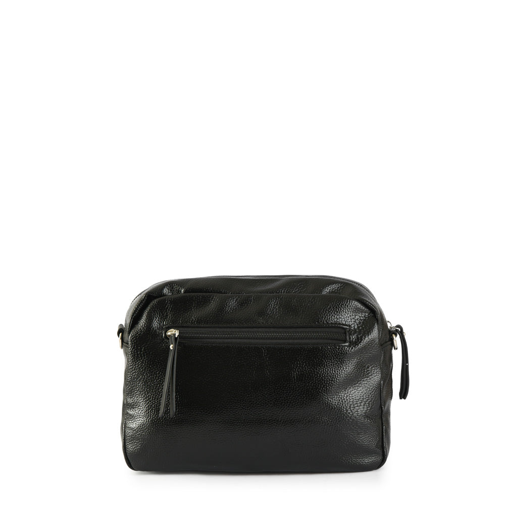 Medium black metallique crossbody bag