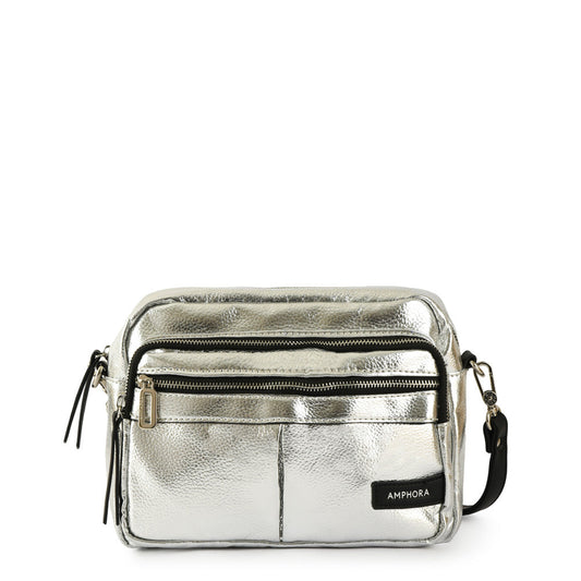 Medium silver metallique crossbody bag