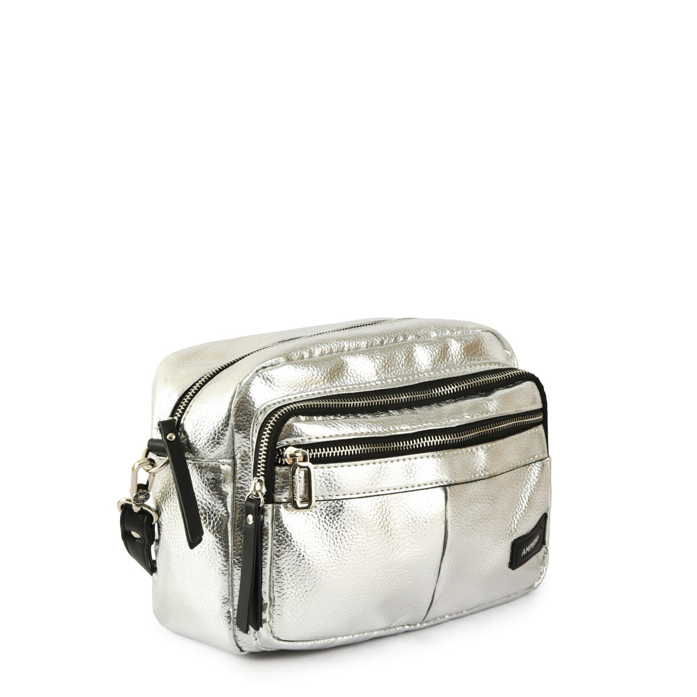 Medium silver metallique crossbody bag