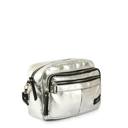 Medium silver metallique crossbody bag