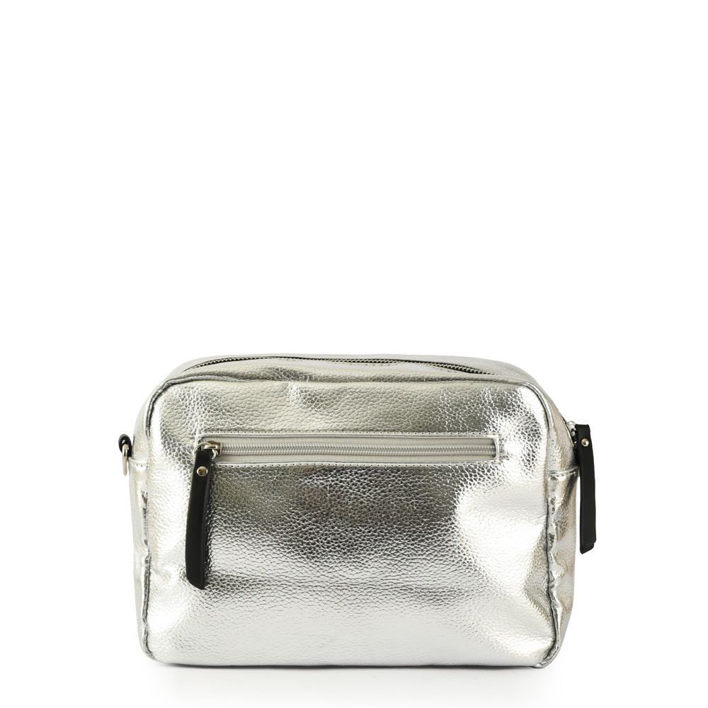 Medium silver metallique crossbody bag