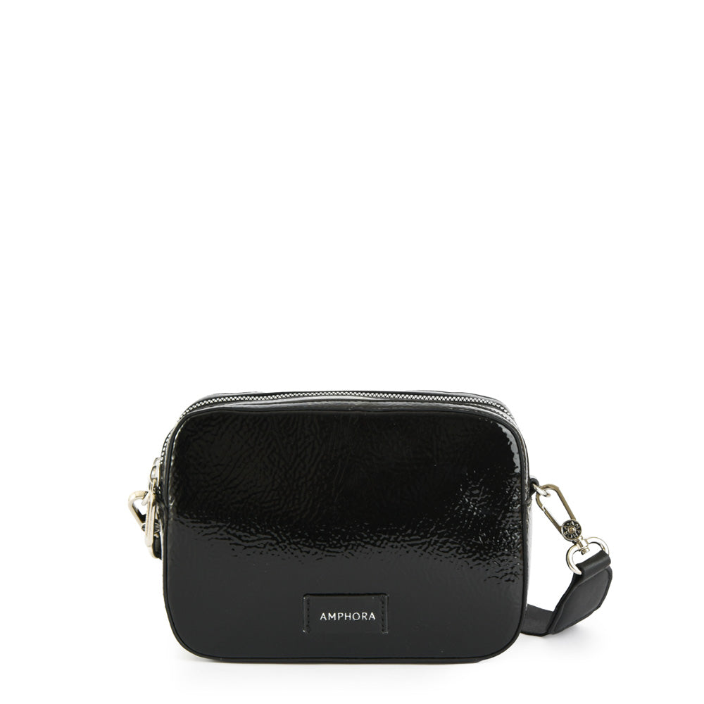 Black marguerite crossbody bag