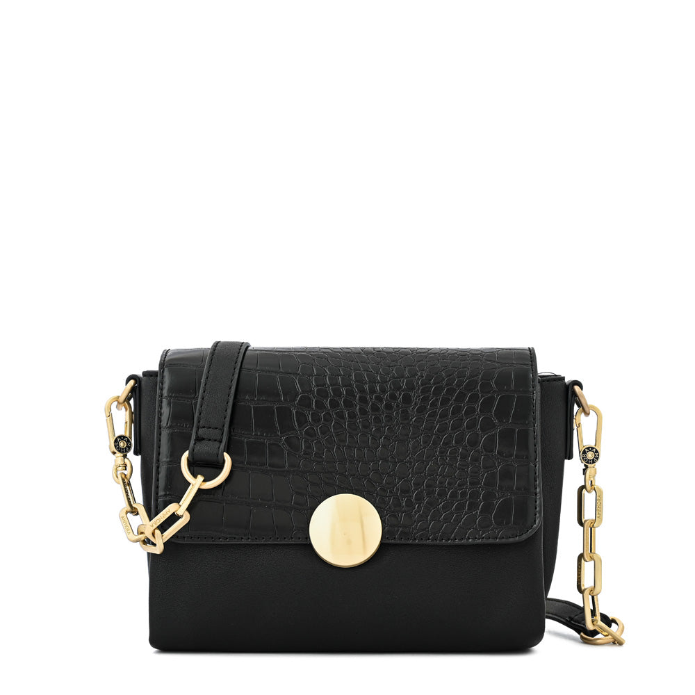 Amara small textured black crossbody wallet