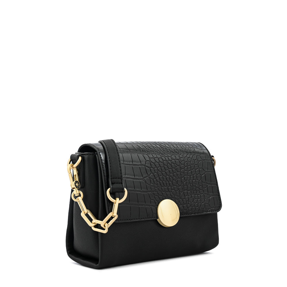 Amara small textured black crossbody wallet