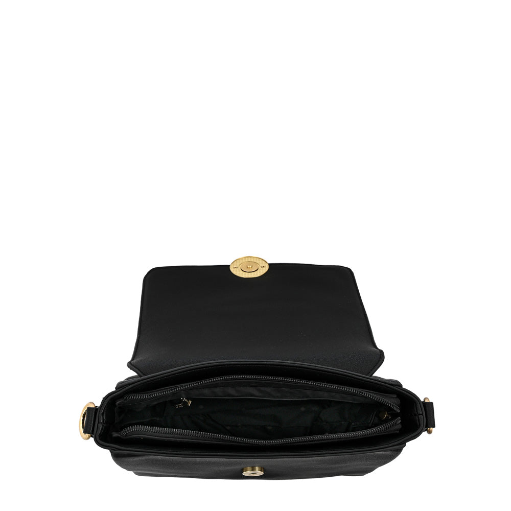 Amara small textured black crossbody wallet