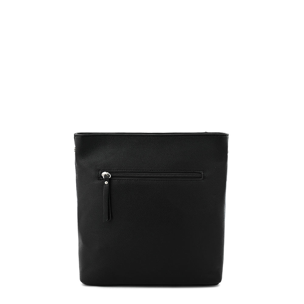 Amira medium black textured crossbody wallet