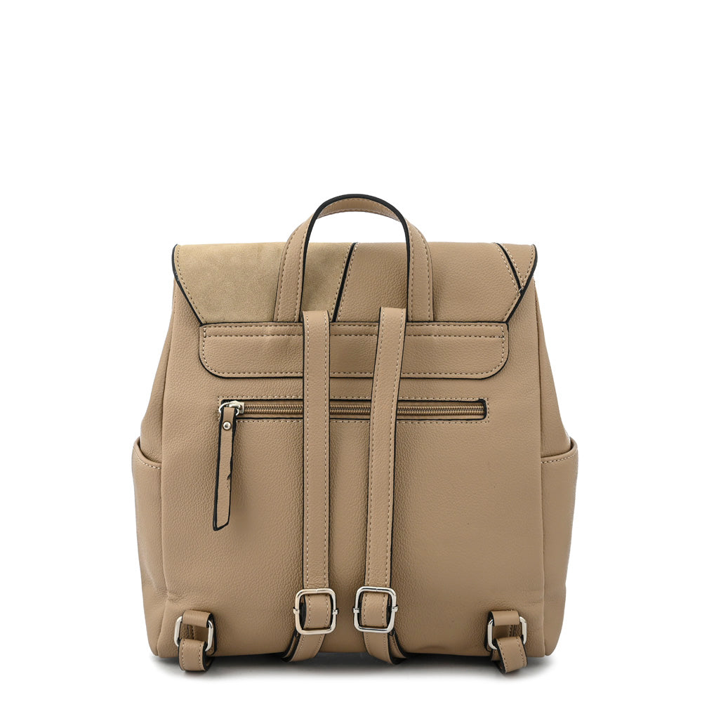 Amira beige medium lid backpack