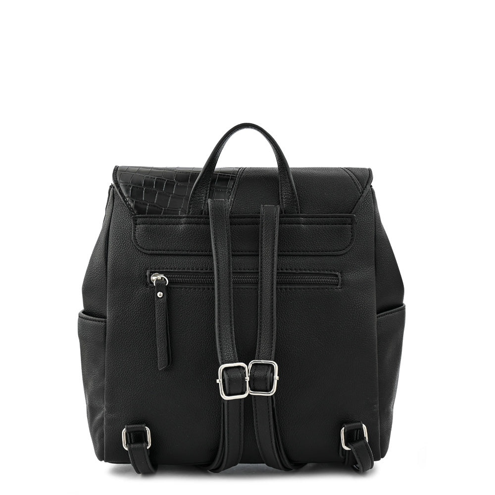 Textured black amira medium lid backpack