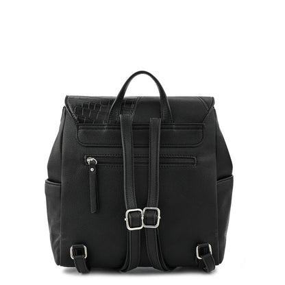 Textured black amira medium lid backpack