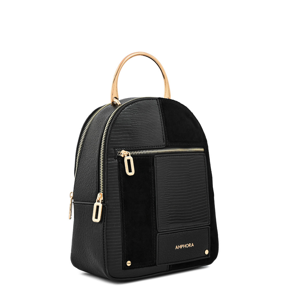 Medium Jane Textured Black Backpack