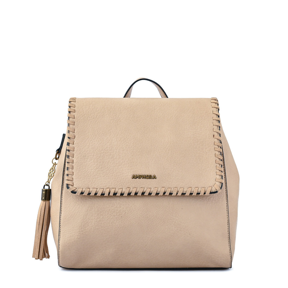 Evelyn beige medium lid backpack