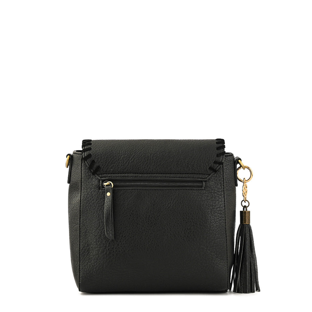 Evelyn Black Small Flip Crossbody Wallet