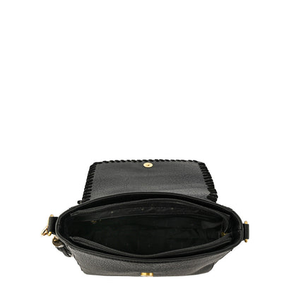 Evelyn Black Small Flip Crossbody Wallet