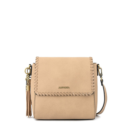 Evelyn Beige Small Flip Crossbody Wallet