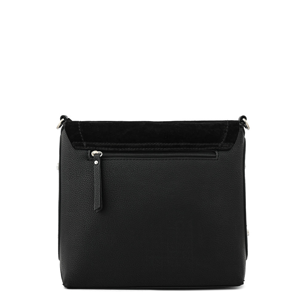 Textured Black Becca Medium Flip Crossbody Wallet