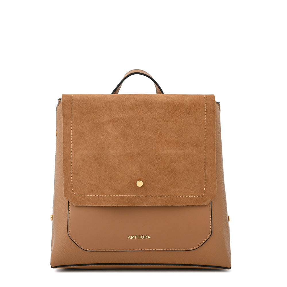 Becca medium brown backpack with lid