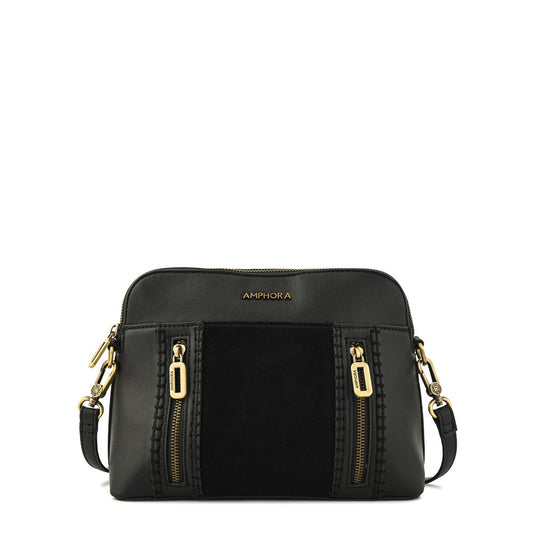 Bertina Medium Textured Black Crossbody Wallet