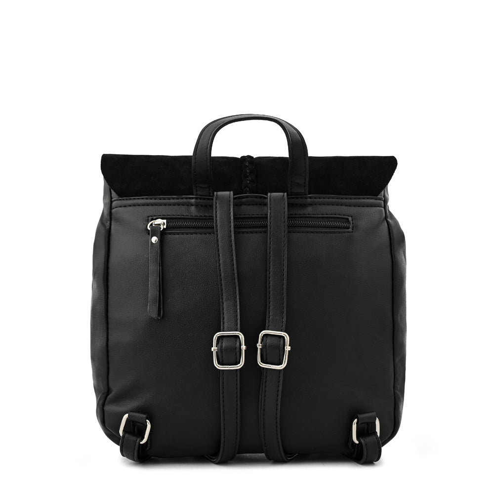 Textured black daila medium lid backpack