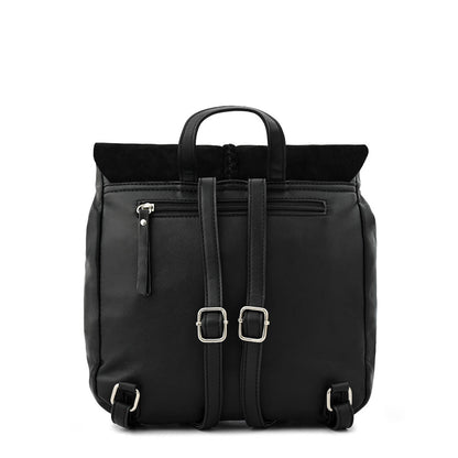 Textured black daila medium lid backpack