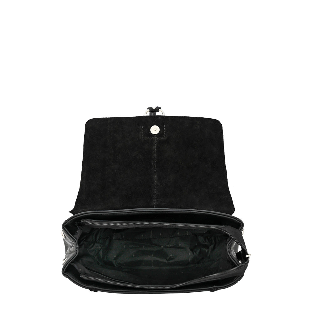 Textured black daila medium lid backpack