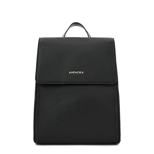 Textured Black Nila Medium Lid Backpack
