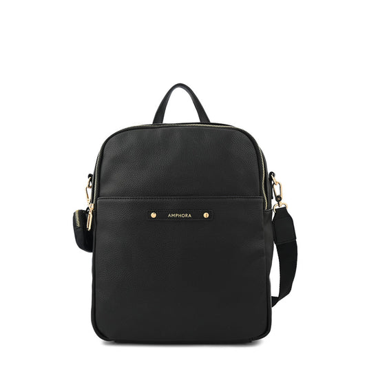 Mei medium black textured notebook backpack