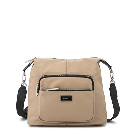 Large beige brigit shoulder bag