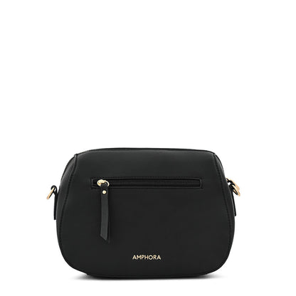 Irene medium black textured crossbody wallet