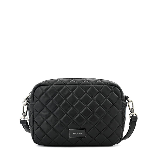 Textured black bugi medium crossbody wallet