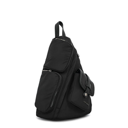 Large textured black lazare backpack