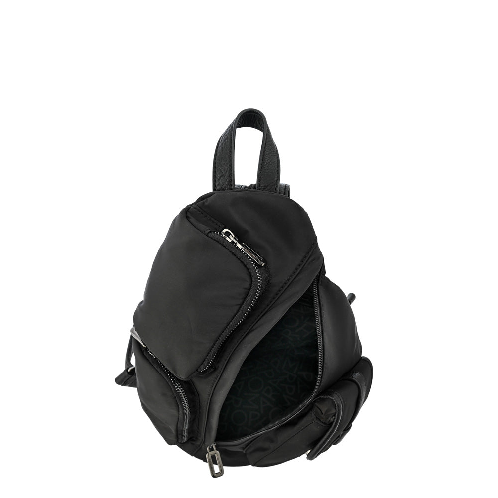 Large textured black lazare backpack