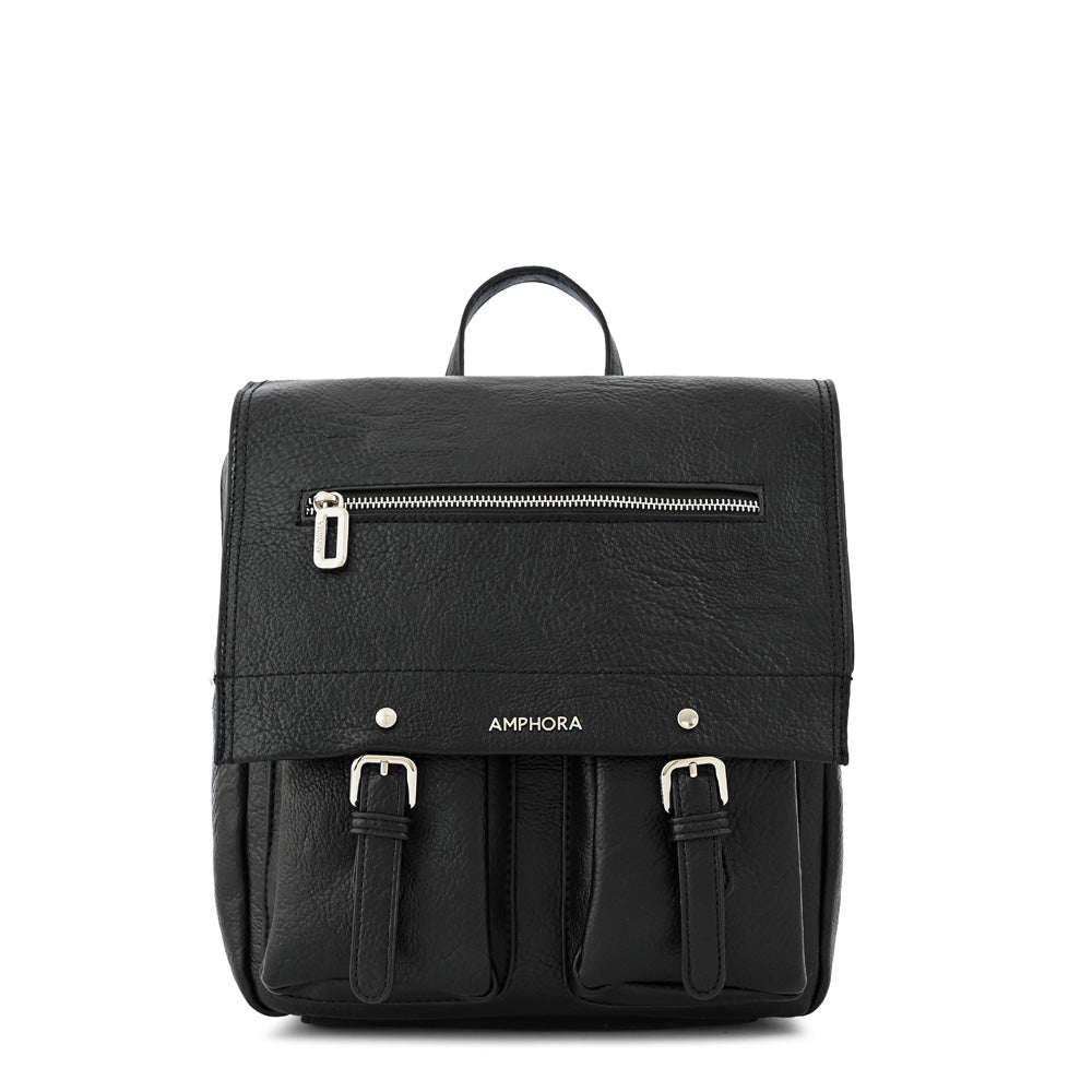 Black ivry medium lid backpack