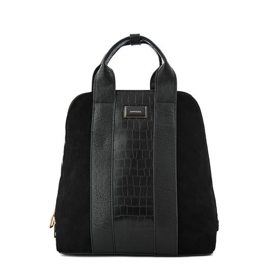 Textured Black Marceau Medium Backpack