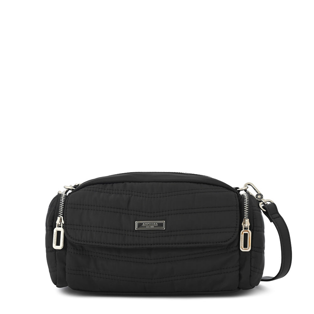 Madeleine Medium Textured Black Crossbody Wallet