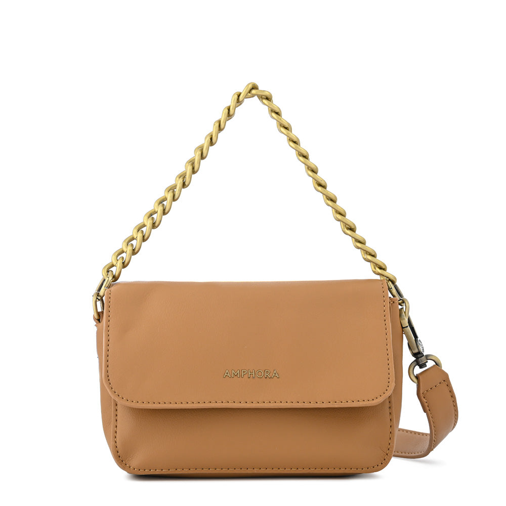 Brady Camel Small Flip Crossbody Wallet