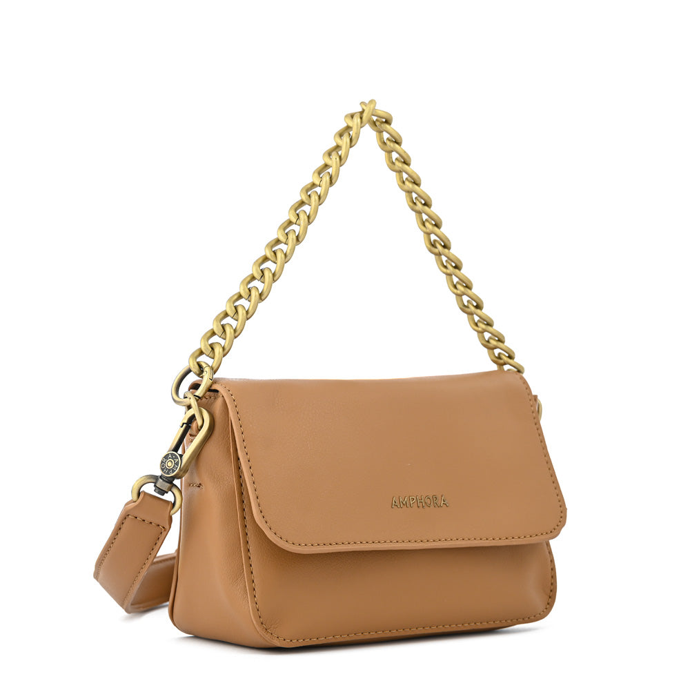 Brady Camel Small Flip Crossbody Wallet