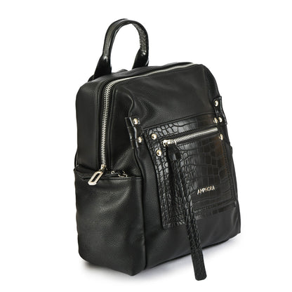 Amparos Medium Textured Black Backpack