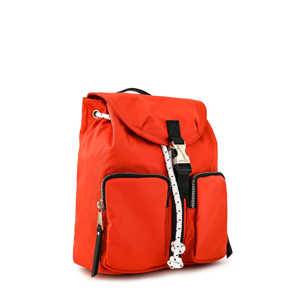 Birambi backpack with tomato red lid