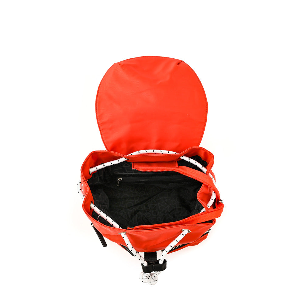 Birambi backpack with tomato red lid