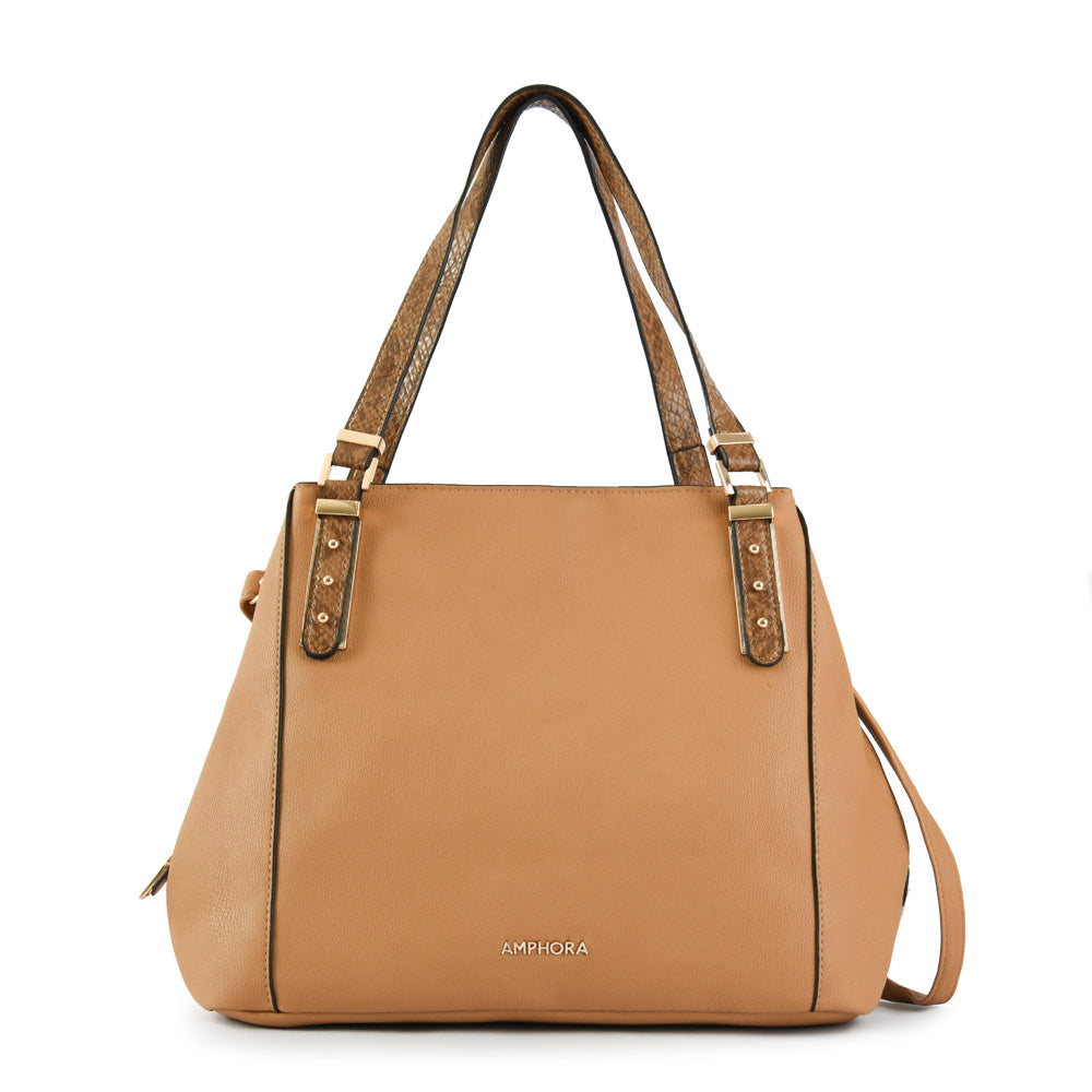 Wallet Two Handles Three divisions large dark beige cateryn